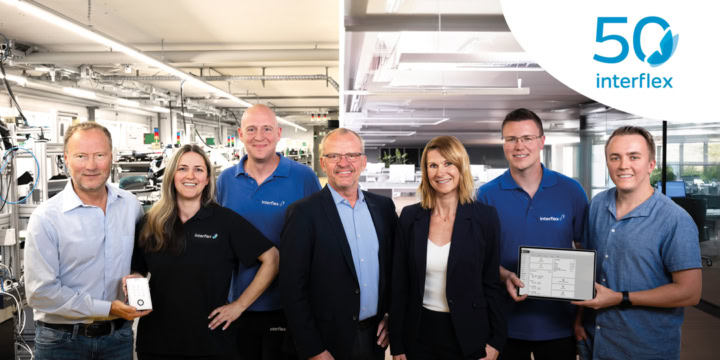 Group photo of Interflex employees with Managing Director Bernhard Sommer.