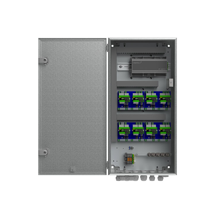 Frontansicht IF-Verteiler für 8 Türen geöffnet